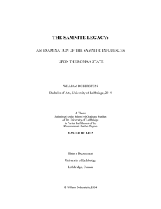 THE SAMNITE LEGACY: - University of Lethbridge