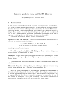 Universal quadratic forms and the 290-Theorem