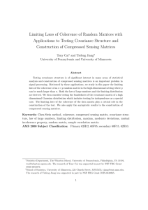Limiting Laws of Coherence of Random Matrices with Applications
