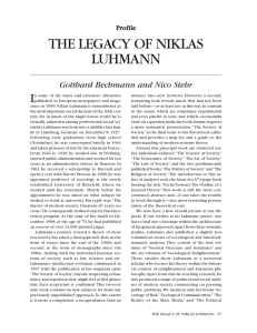 THE LEGACY OF NIKLAS LUHMANN
