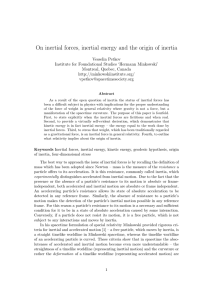 On inertial forces, inertial energy and the origin