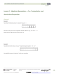 Lesson 7: Algebraic Expression- The Commutative and Associative