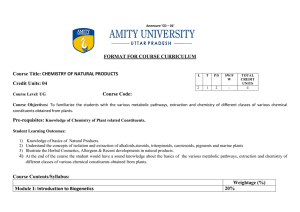 Course Title: CHEMISTRY OF NATURAL PRODUCTS