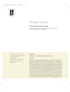 Disability Worlds - NYU Anthropology