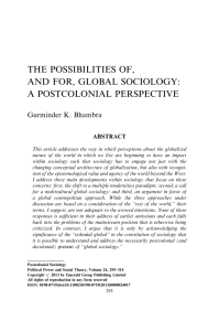 The Possibilities of, and for, Global Sociology: A Postcolonial