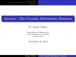 The Urysohn Metrization Theorem