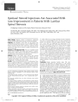 Epidural Steroid Injections Are Associated With Less