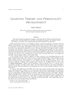 Learning Theory and Personality Development