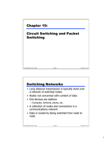Chapter 10: Circuit Switching and Packet Switching Switching