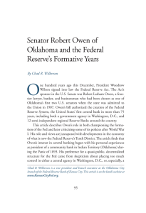 Senator Robert Owen of Oklahoma and the Federal Reserve`s