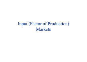 Input (Factor of Production) Input (Factor of Production) Markets