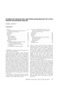 studies on the ecology and population biology