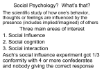 Social Psychology? What`s that? Three main areas of interest 1