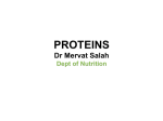 PROTEINS Dr Mervat Salah Dept of Nutrition