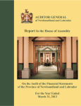 Report to the House of Assembly AUDITOR GENERAL