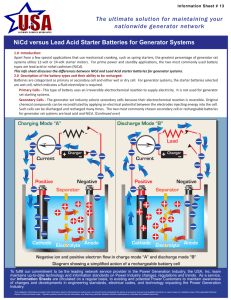 NiCd versus Lead Acid Starter Batteries for Generator Systems The