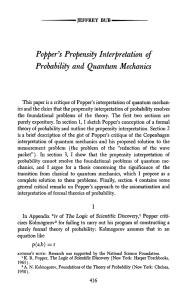 Popper`s Propensity Interpretation of Probability and Quantum