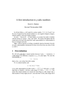 A first introduction to p-adic numbers