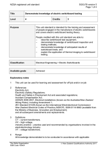 14978 Demonstrate knowledge of electric switchboard testing