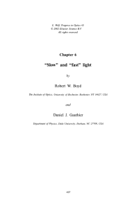 “Slow” and “fast” light - The Institute of Optics