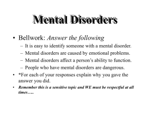 Mental Disorders - health and physical education