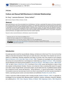 Culture and Sexual Self-Disclosure in Intimate Relationships