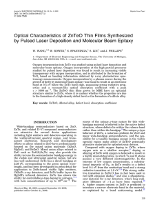 Optical Characteristics of ZnTeO Thin Films Synthesized by Pulsed