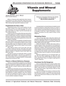 Vitamin and Mineral Supplements - OSU Fact Sheets