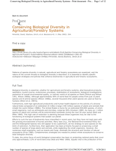 Conserving Biological Diversity in Agricultural/Forestry Systems