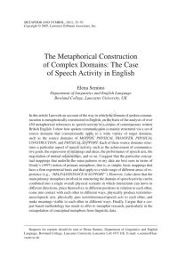 The Metaphorical Construction of Complex Domains: The Case of