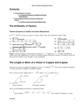 Contents The Arithmetic of Vectors The Length or Norm of a Vector