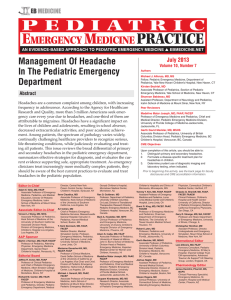 Management Of Headache In The Pediatric Emergency Department