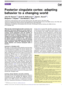 Posterior cingulate cortex: adapting behavior to a