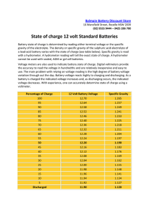 State of charge 12 volt Standard Batteries