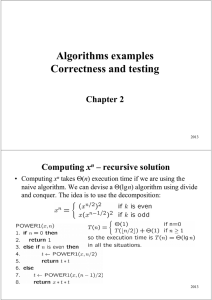 Algorithms examples Correctness and testing