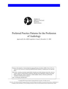 Preferred Practice Patterns for the Profession of Audiology