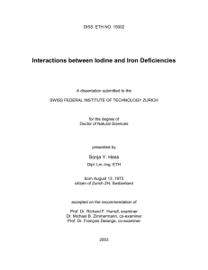 Interactions between Iodine and Iron Deficiencies - ETH E