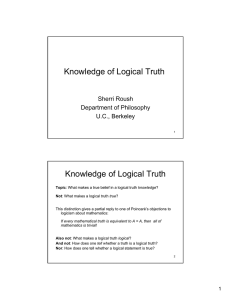 Knowledge of Logical Truth Knowledge of Logical Truth