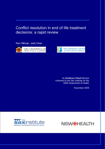 Conflict resolution in end of life treatment decisions: a