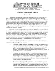 Principles for Economic Stimulus - Center on Budget and Policy