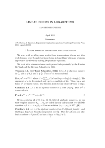 Notes on Linear forms in Logarithms