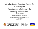 Introduction to Quantum Optics for Cavity QED Quantum correlations