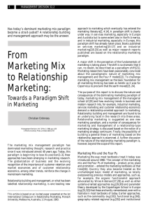 From Marketing Mix to Relationship Marketing: