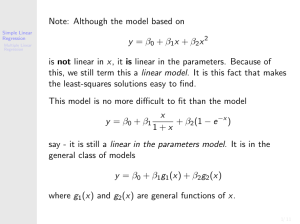 Note: Although the model based on y = β0 + β1x + β2x2 is not linear