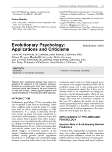 Evolutionary Psychology: Applications and Criticisms
