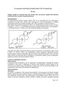 Levonorgestrel and Ethinyl Estradiol Tablets USP, 0.15