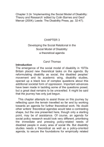 Chapter 3 (In `Implementing the Social Model of Disability: Theory