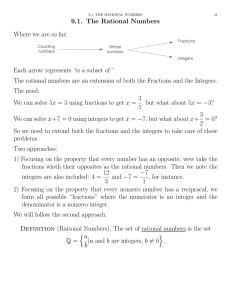 9.1. The Rational Numbers Where we are so far