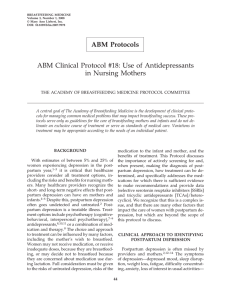 Use of Antidepressants in Nursing Mothers