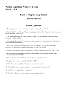 Python Beginning Numbers Lesson-Review